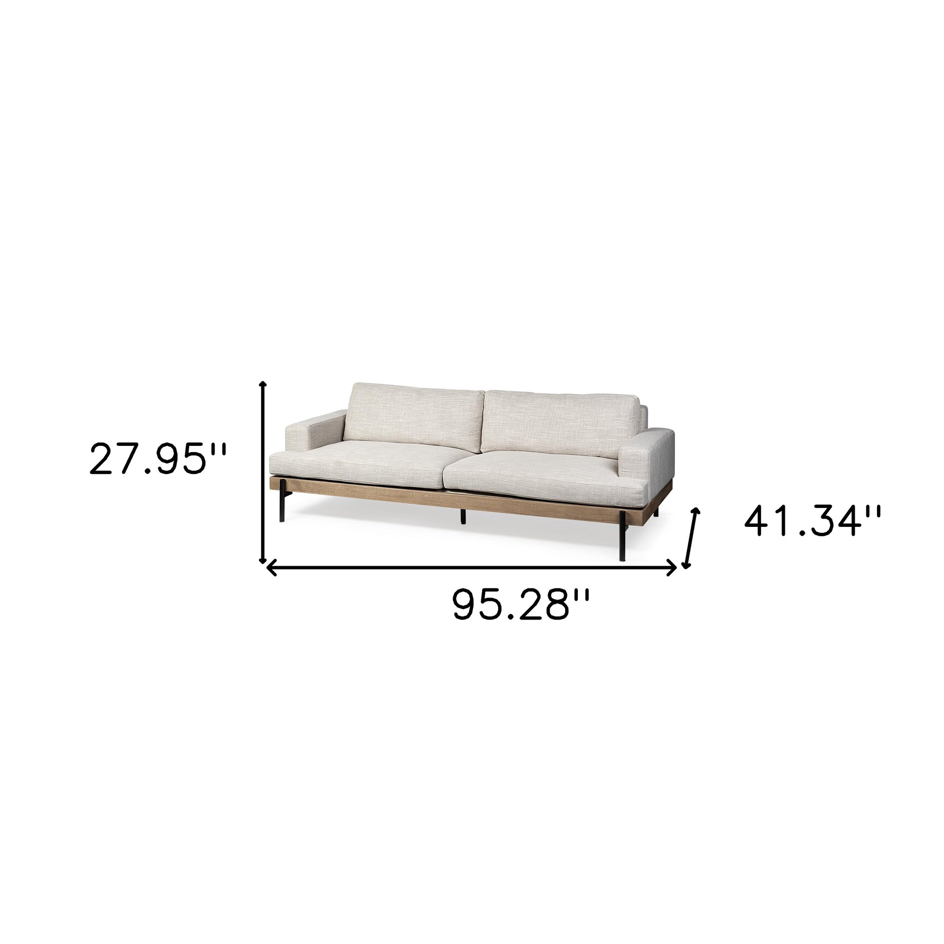 Beige Fabric Sofa With Black Legs