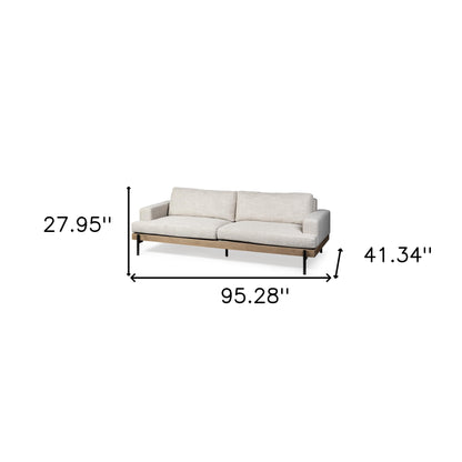 Beige Fabric Sofa With Black Legs