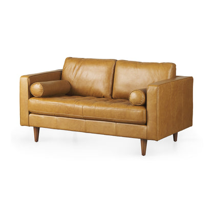 Tan Leather Sofa With Brown Legs