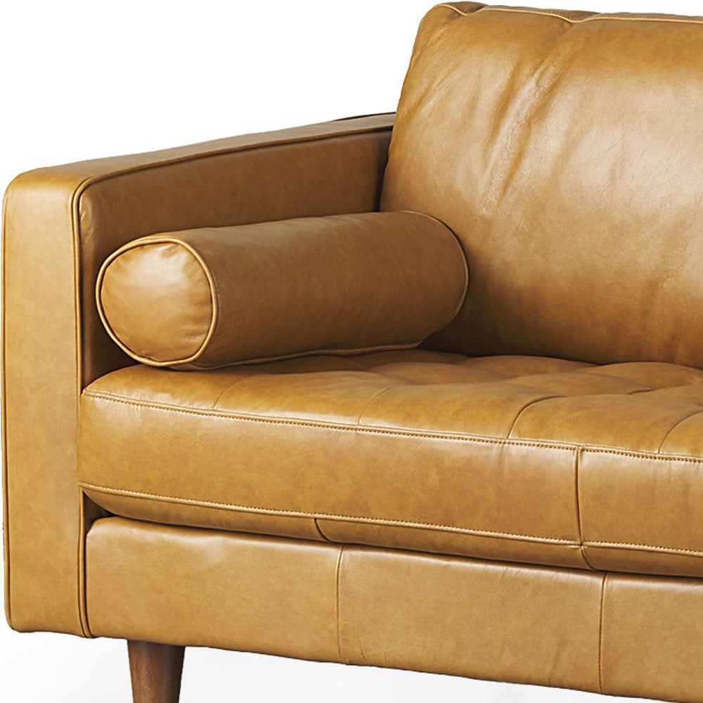Tan Leather Sofa With Brown Legs