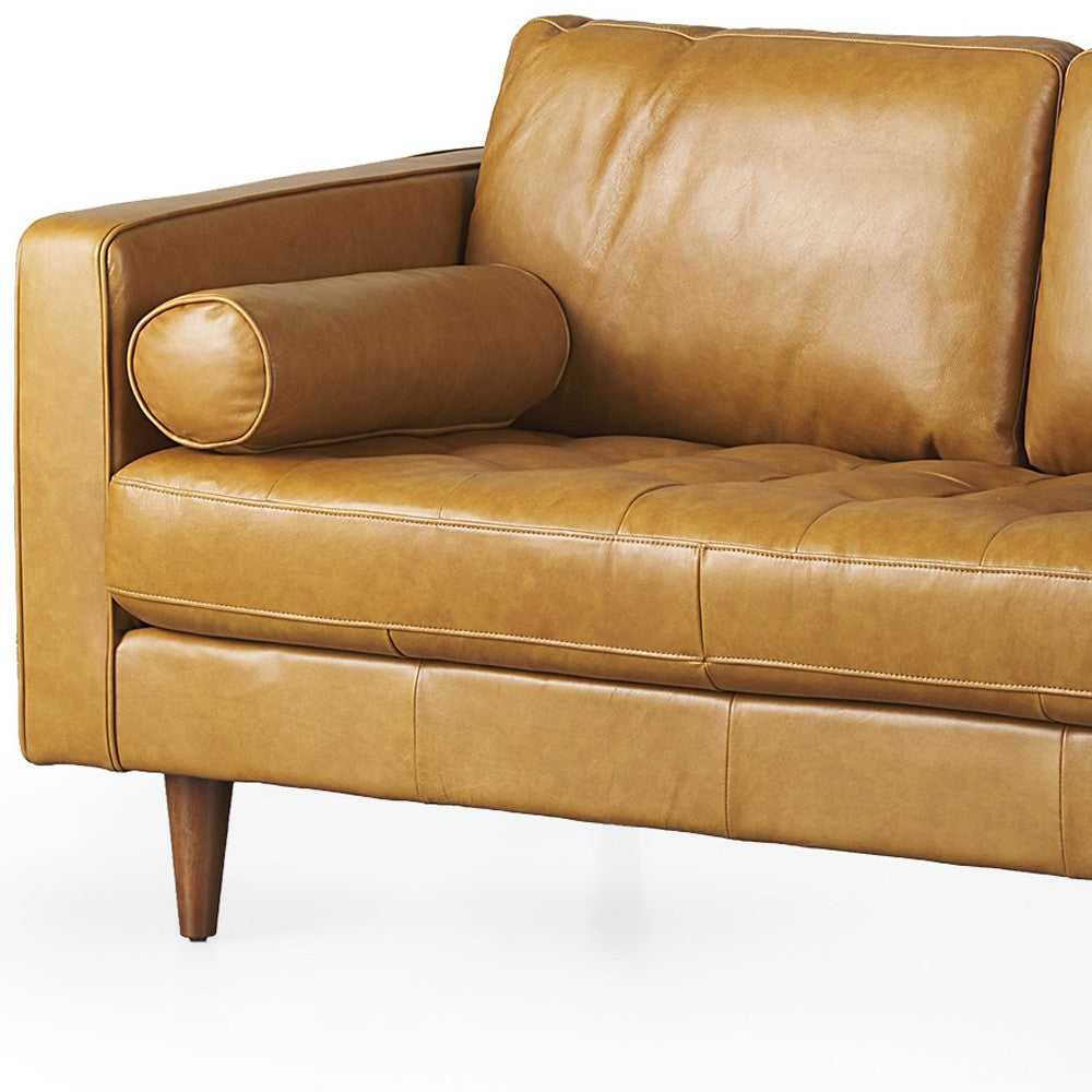 Tan Leather Sofa With Brown Legs