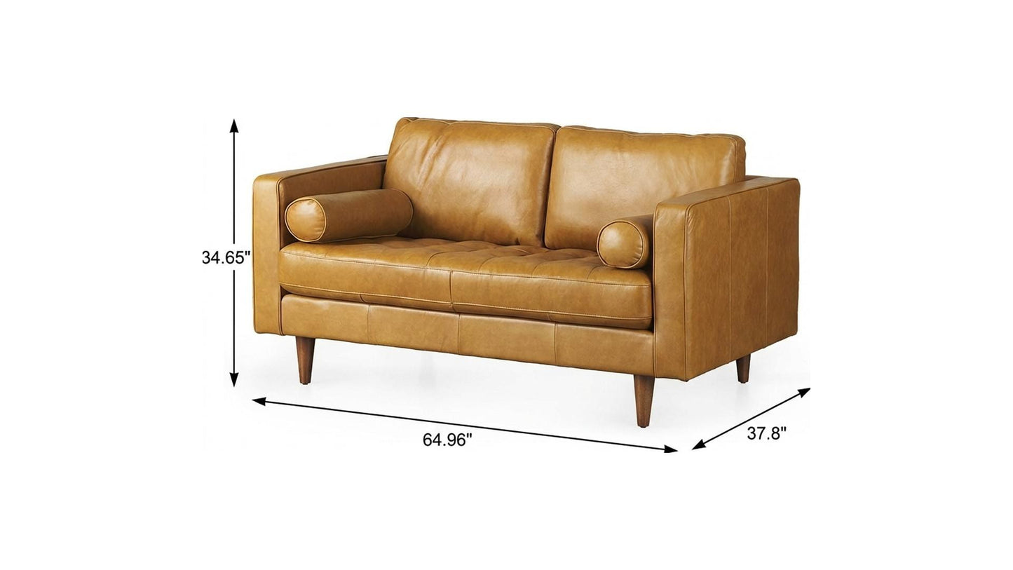 Tan Leather Sofa With Brown Legs