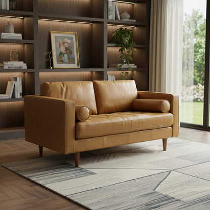Tan Leather Sofa With Brown Legs