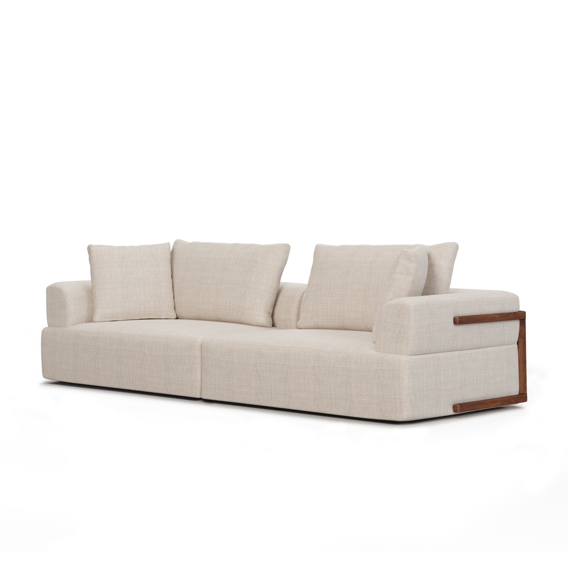 Cream Fabric Sofa & Toss Pillows
