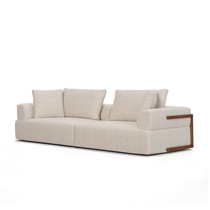 Cream Fabric Sofa & Toss Pillows