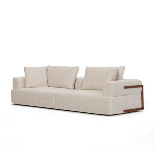 Cream Fabric Sofa & Toss Pillows