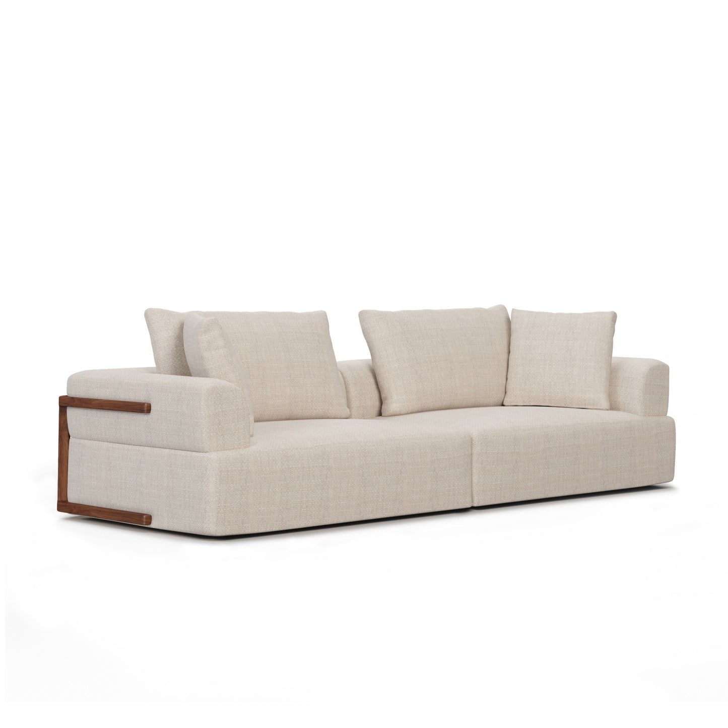 Cream Fabric Sofa & Toss Pillows