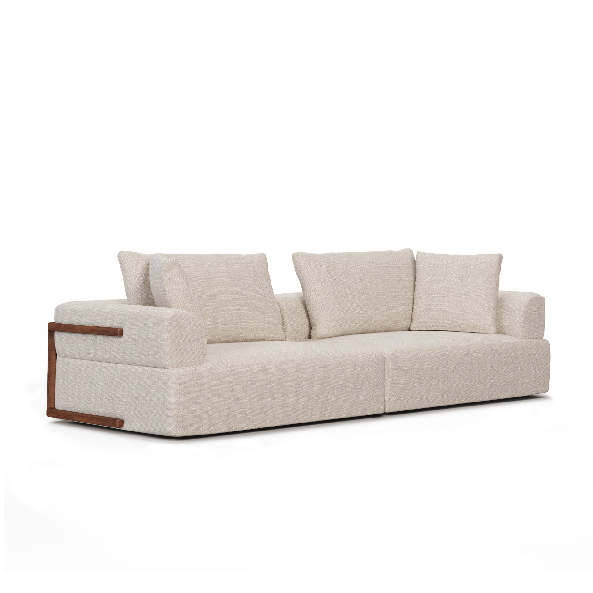 Cream Fabric Sofa & Toss Pillows