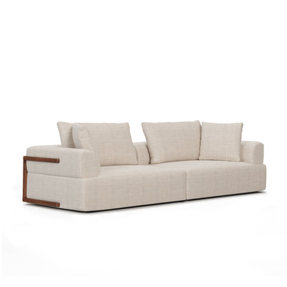 Cream Fabric Sofa & Toss Pillows