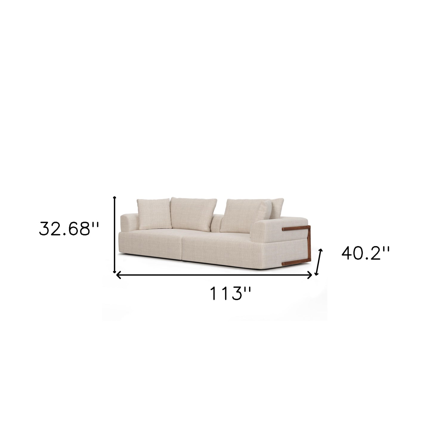 Cream Fabric Sofa & Toss Pillows