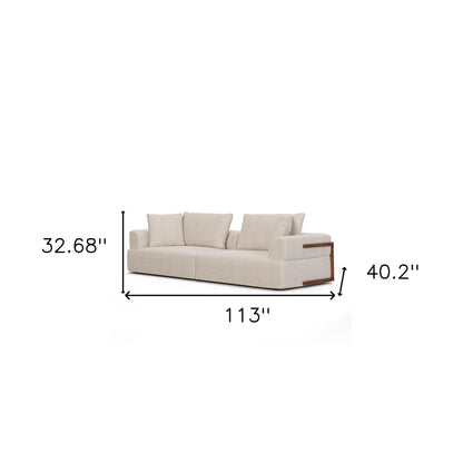 Cream Fabric Sofa & Toss Pillows