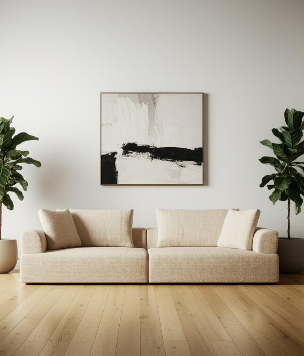 Cream Fabric Sofa & Toss Pillows