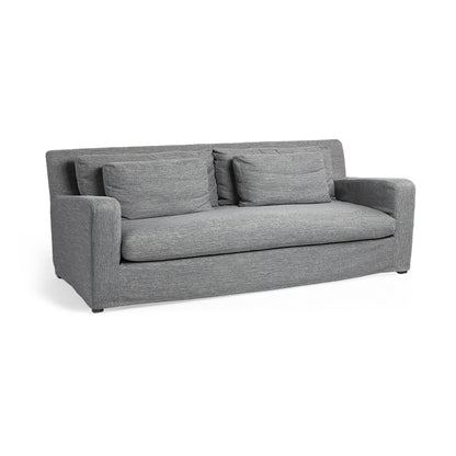 Dark Gray Slipcovered Fabric Sofa With Toss Pillows