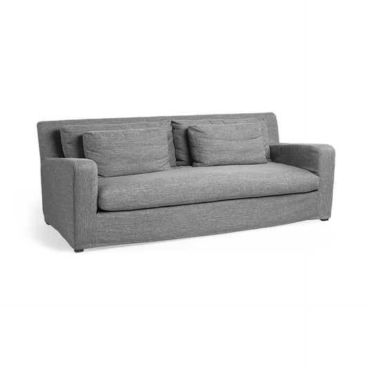 Dark Gray Slipcovered Fabric Sofa With Toss Pillows