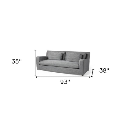 Dark Gray Slipcovered Fabric Sofa With Toss Pillows