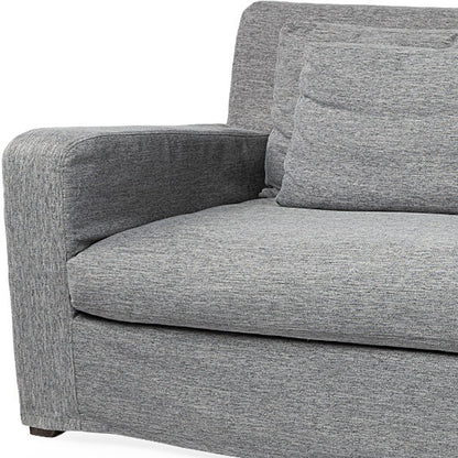 Dark Gray Slipcovered Fabric Sofa With Toss Pillows