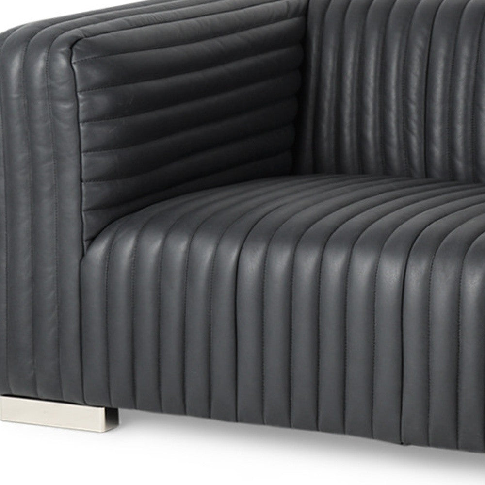 Black Leather Sofa With Silver Legs