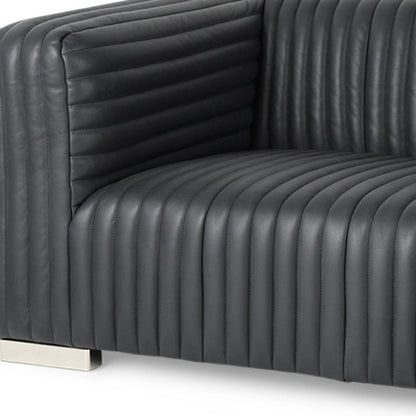 Black Leather Sofa With Silver Legs