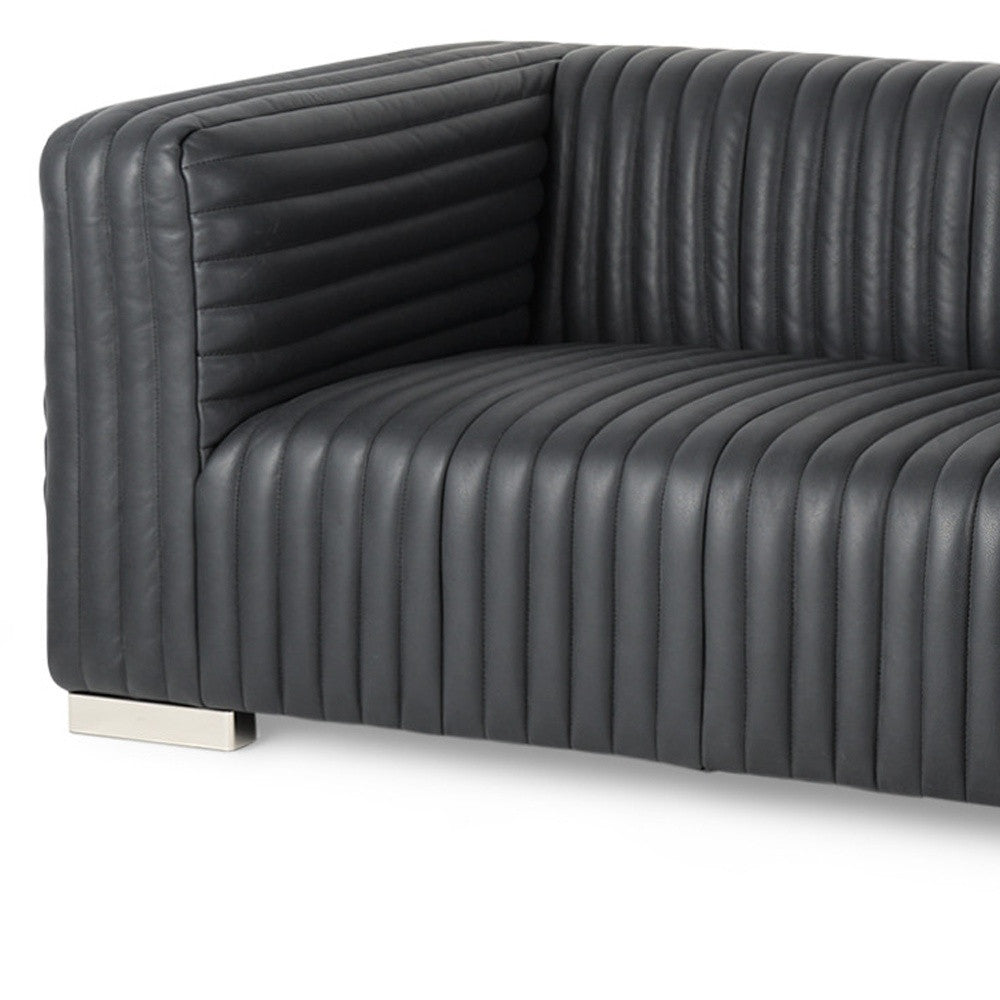 Black Leather Sofa With Silver Legs