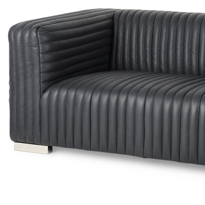 Black Leather Sofa With Silver Legs