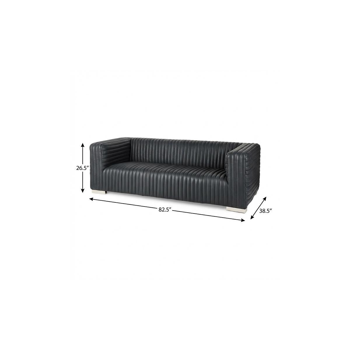Black Leather Sofa With Silver Legs