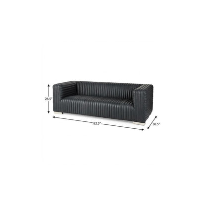 Black Leather Sofa With Silver Legs