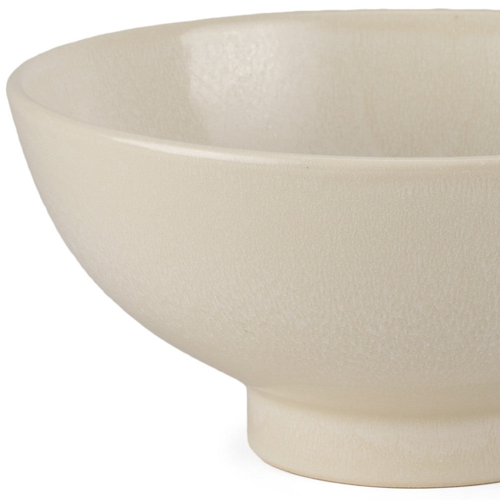 Cream Ceramic Round Pedestal Centerpiece Bowl