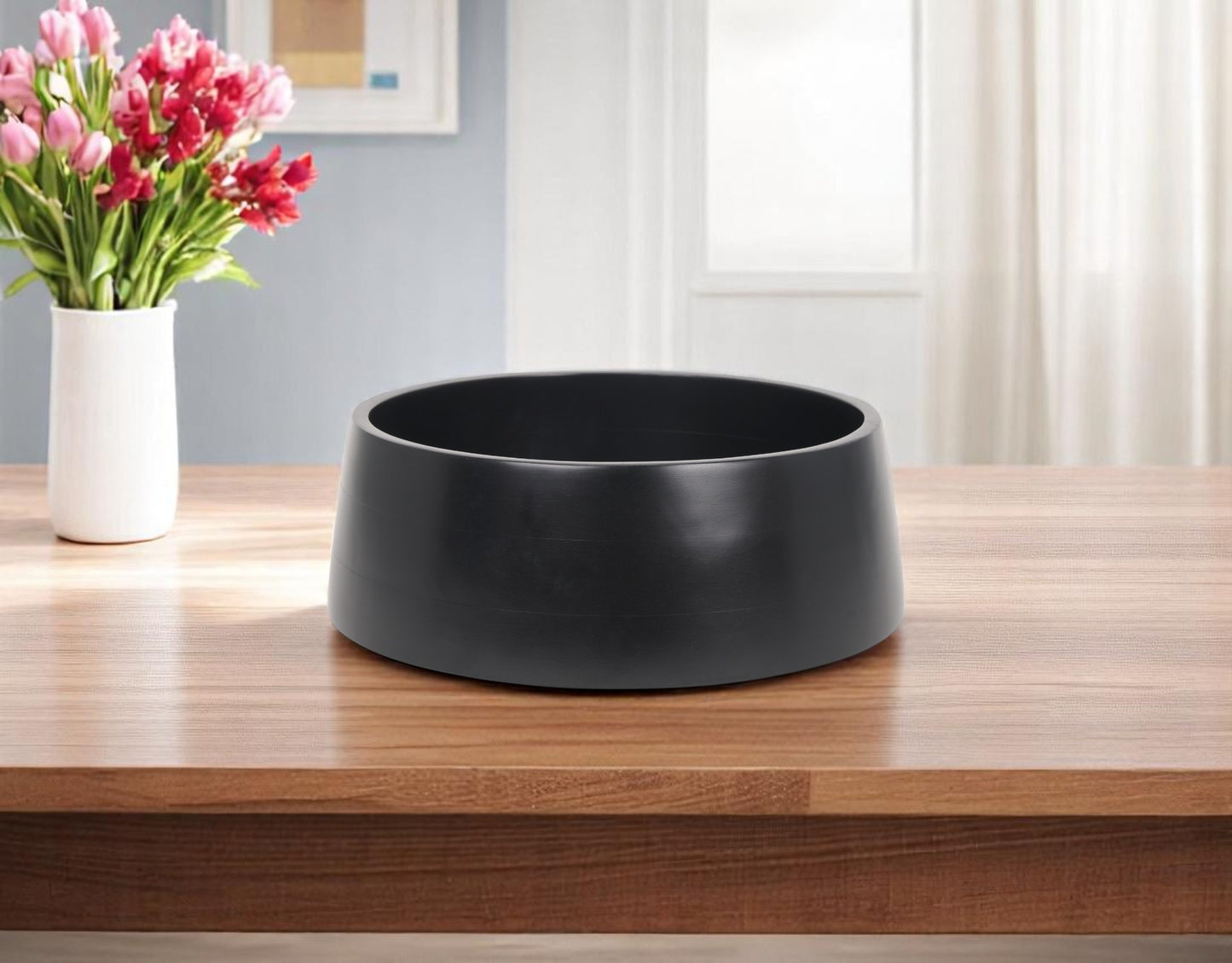 Black Wood Round Centerpiece Bowl