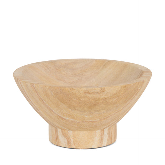 Beige Sandstone Round Pedestal Centerpiece Bowl