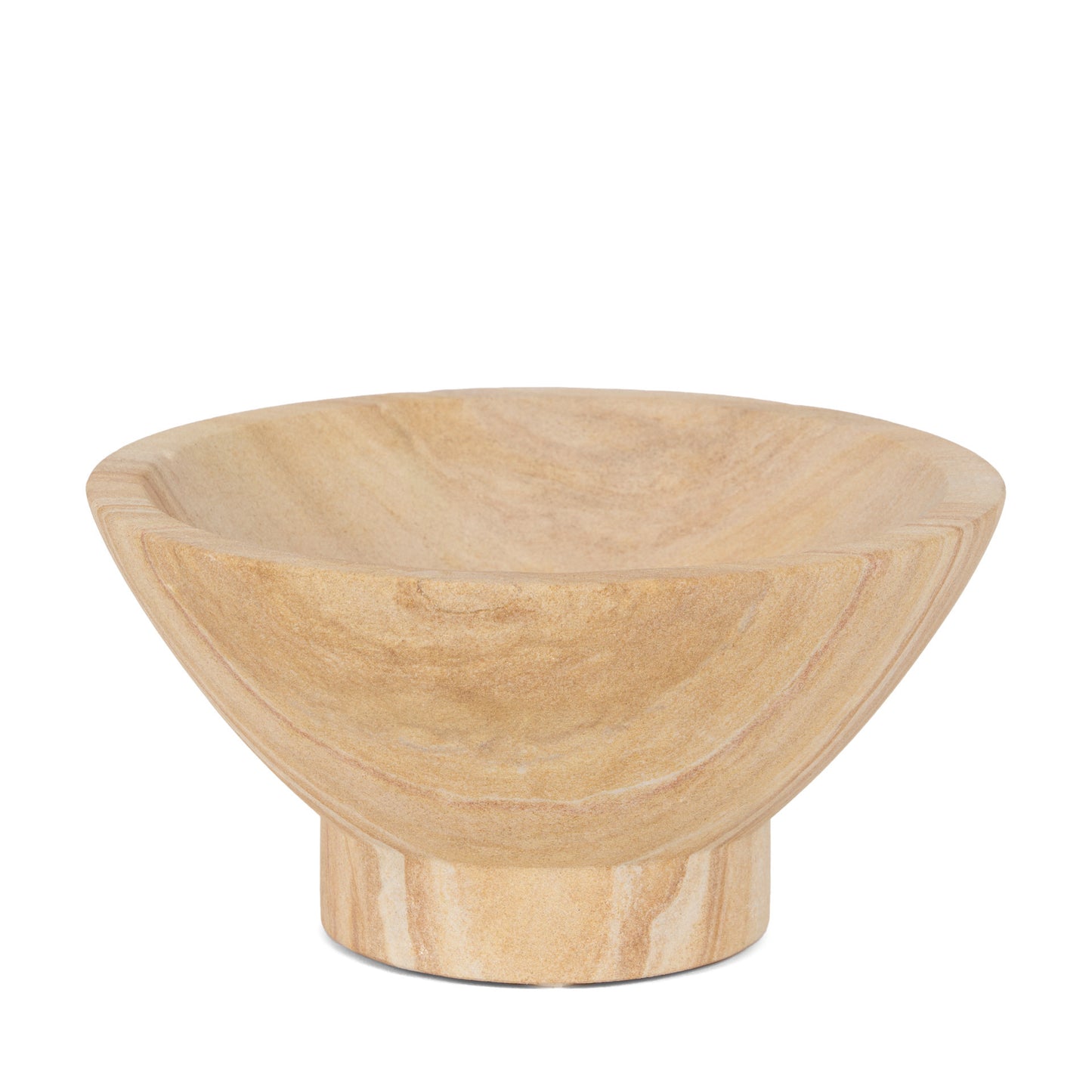 Beige Sandstone Round Pedestal Centerpiece Bowl
