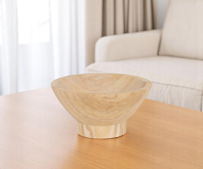 Beige Sandstone Round Pedestal Centerpiece Bowl