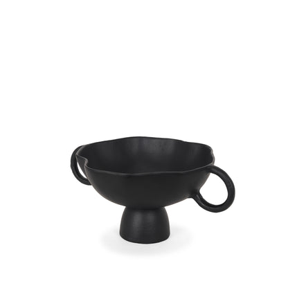 Black Metal Round Pedestal Centerpiece Bowl