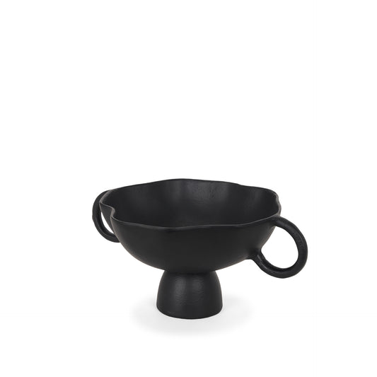 Black Metal Round Pedestal Centerpiece Bowl