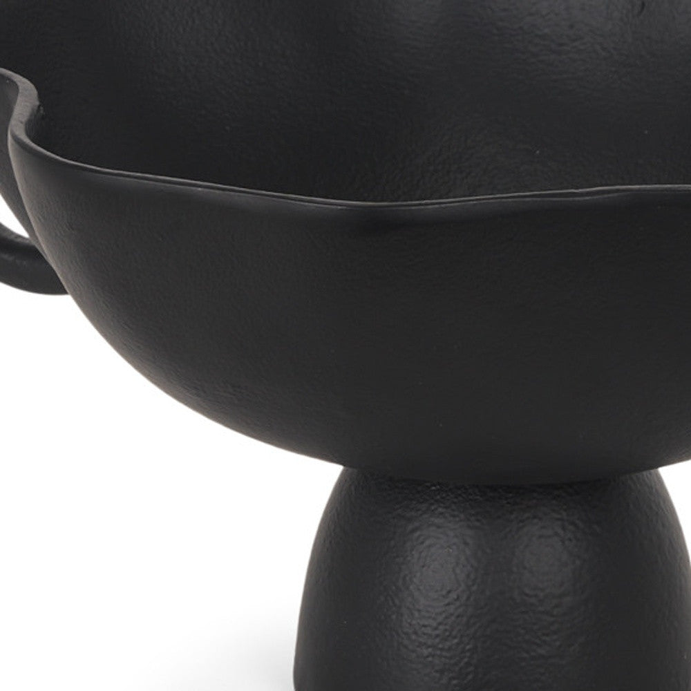 Black Metal Round Pedestal Centerpiece Bowl