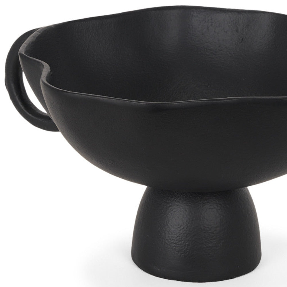 Black Metal Round Pedestal Centerpiece Bowl