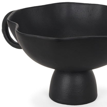 Black Metal Round Pedestal Centerpiece Bowl