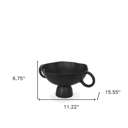 Black Metal Round Pedestal Centerpiece Bowl