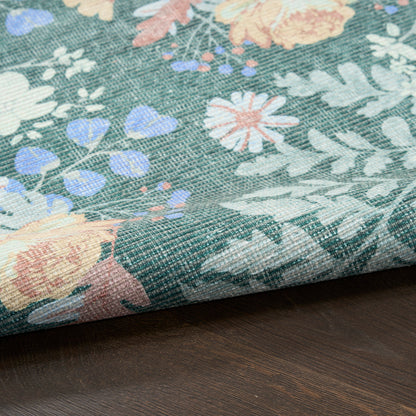 Nourison Botanical Green & Multicolor Machine Washable Rug - Texture