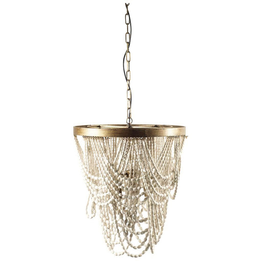 White & Gold Empire 3 Light Beads Chandelier
