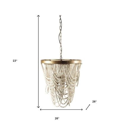 White & Gold Empire 3 Light Beads Chandelier