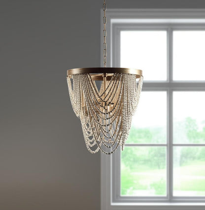 White & Gold Empire 3 Light Beads Chandelier