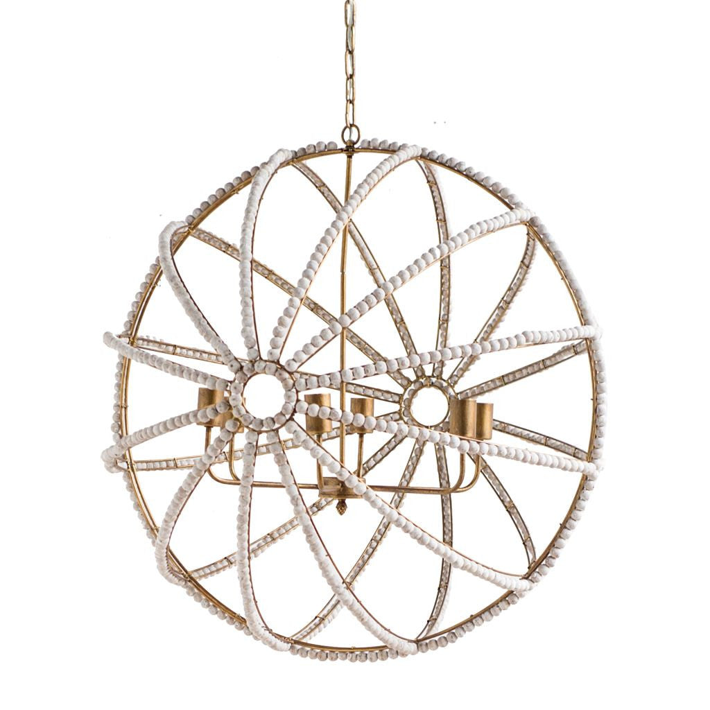 White & Gold Empire 6 Light Beads Chandelier