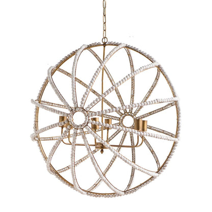 White & Gold Empire 6 Light Beads Chandelier