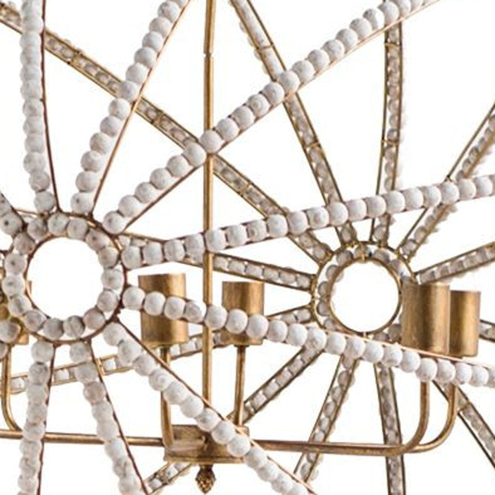 White & Gold Empire 6 Light Beads Chandelier