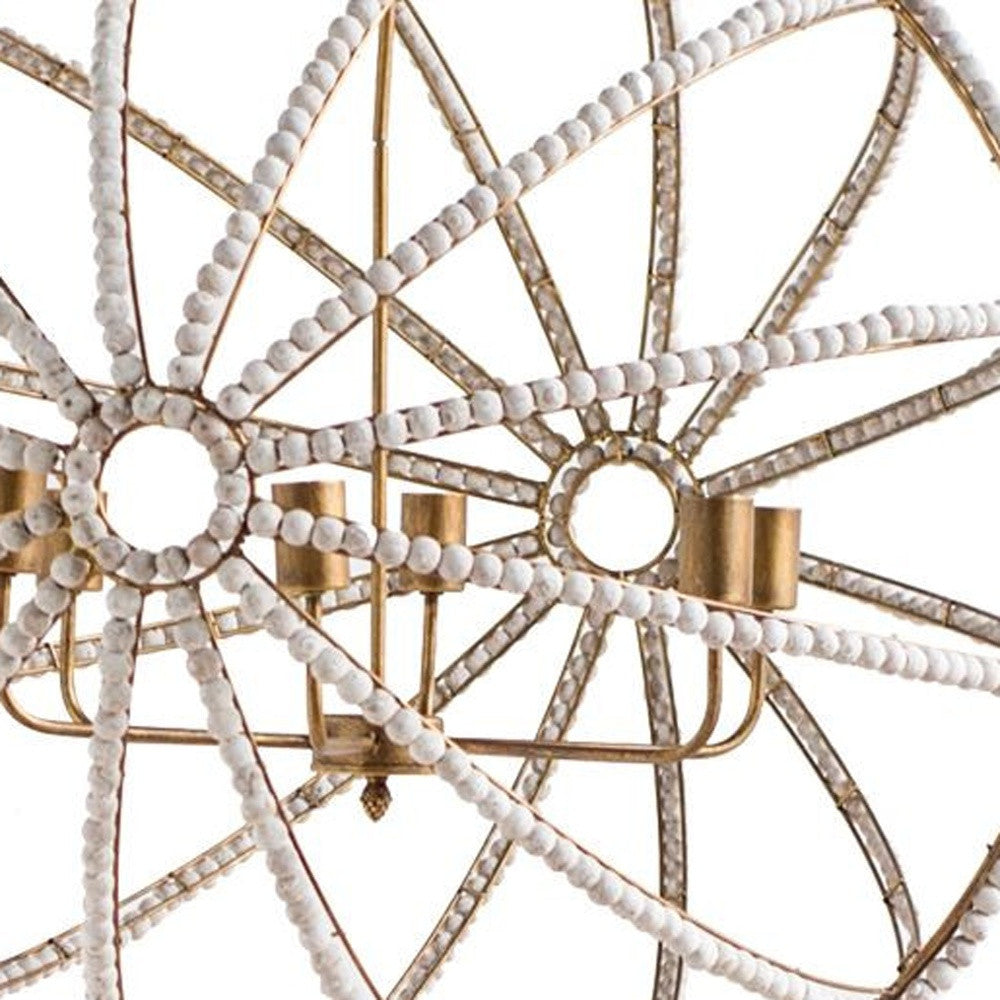 White & Gold Empire 6 Light Beads Chandelier