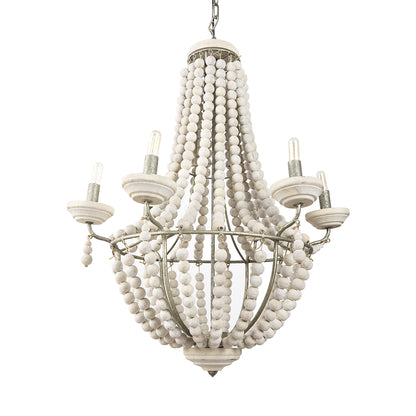 Silver & White Empire 6 Light Beads Chandelier