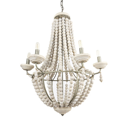 Silver & White Empire 6 Light Beads Chandelier