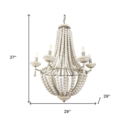 Silver & White Empire 6 Light Beads Chandelier