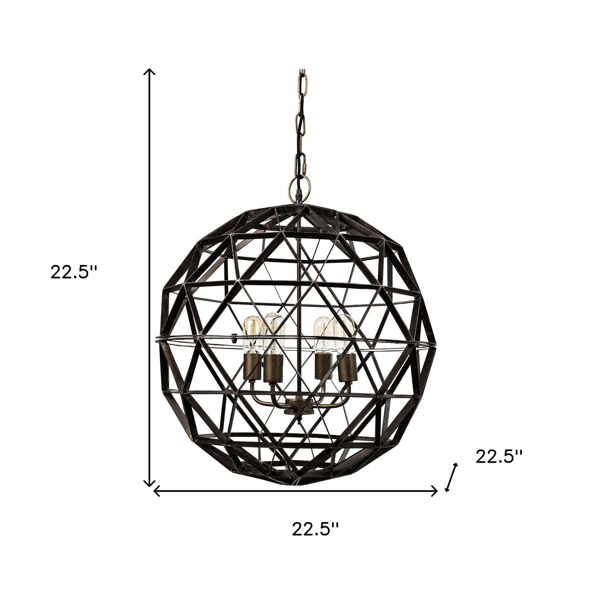 Black Caged 4 Light Chandelier