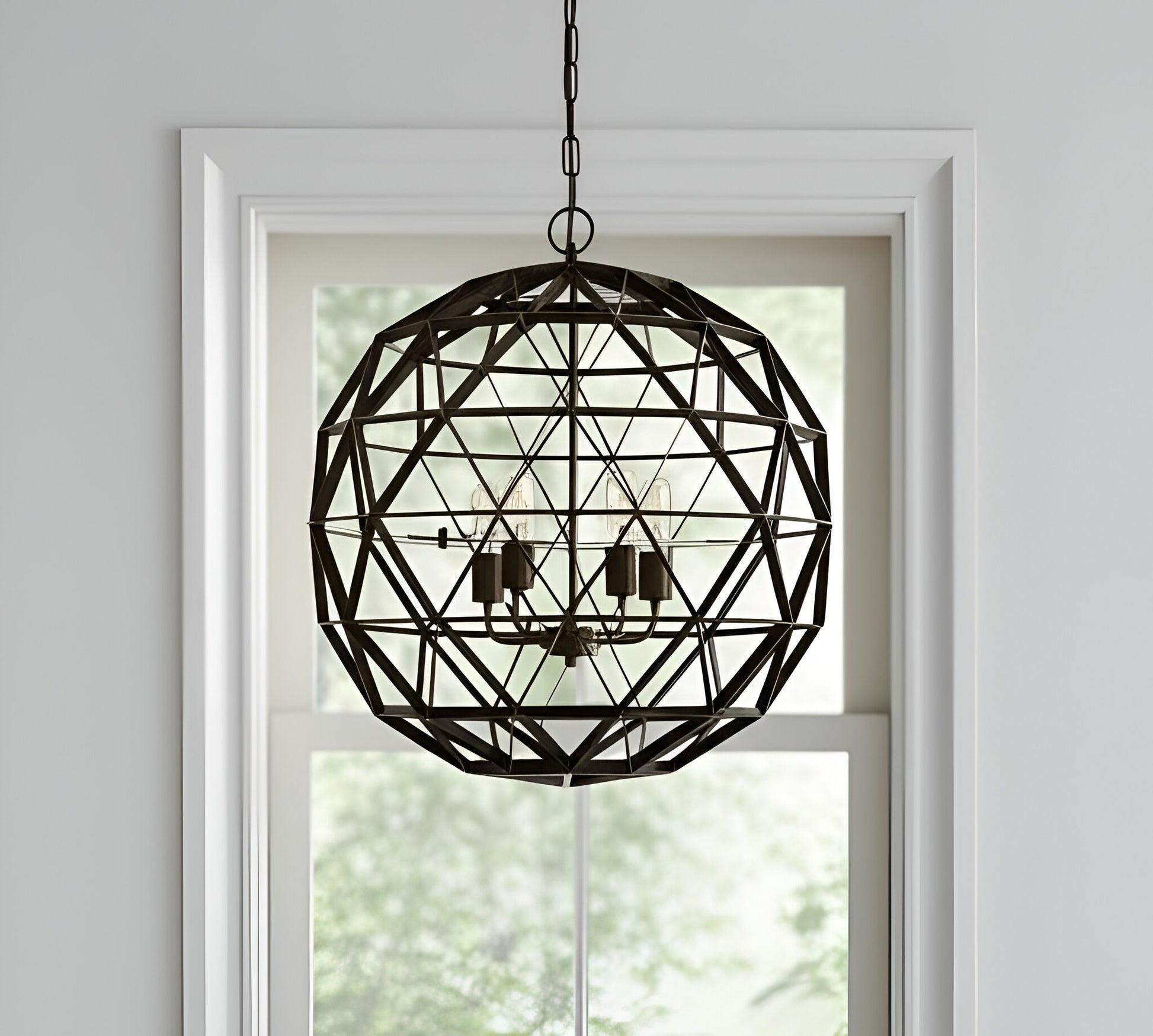 Black Caged 4 Light Chandelier